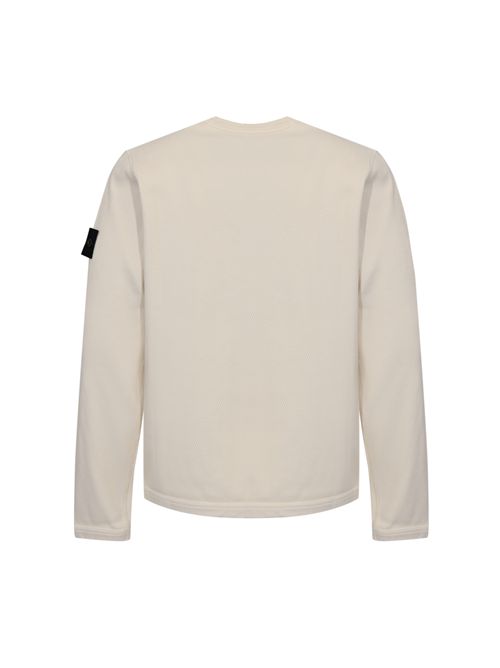 Felpa 6100011 in cotone biologico a punto rete Ivory STONE ISLAND | 6100011S0297V0093